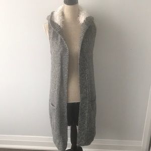Fur hood long vest